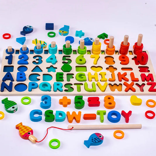 Rainbow alphabet log board