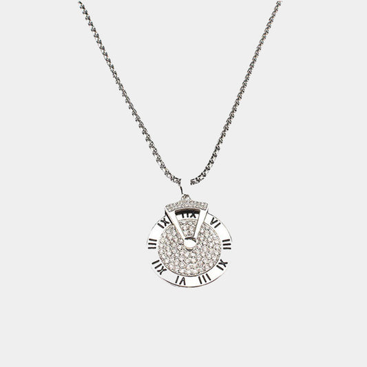 Roman numerals titanium steel necklace