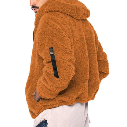 Men's reversible fleece hooded casual coat