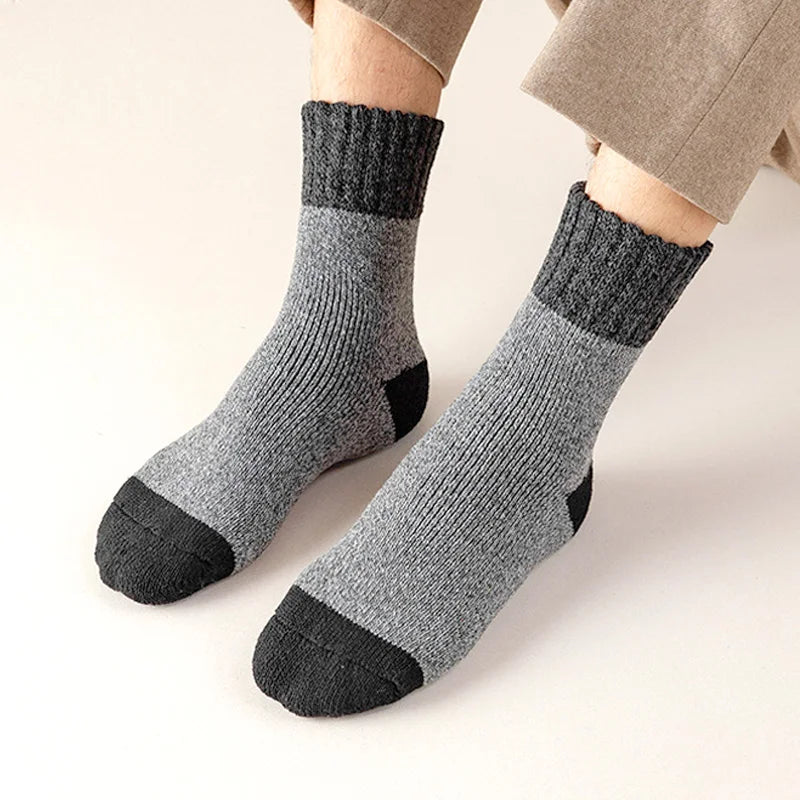 Winter men's mid-tube wool matching socks