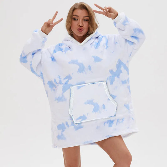 Hooded fleece casual blanket