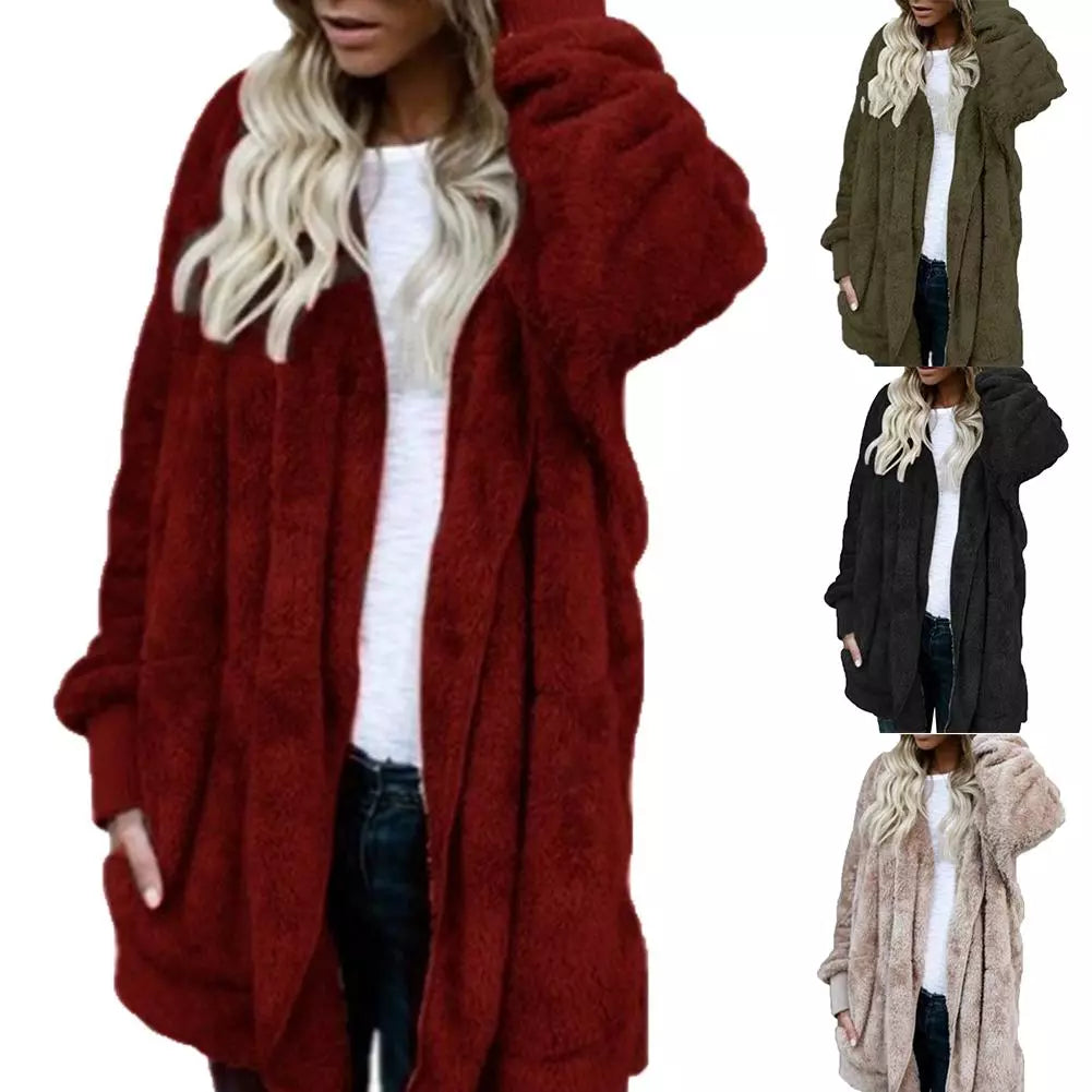 Autumn and winter long two-sided coat woman
