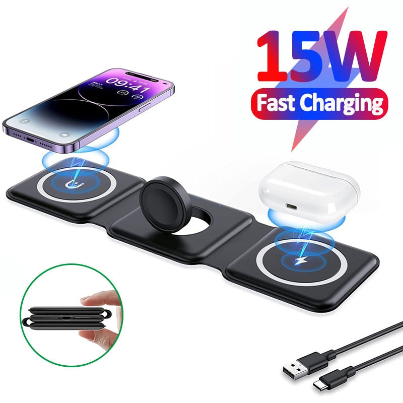 3 in 1 Magnetic Wireless Charger Stand