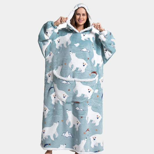 Cartoon hooded flannel nightgown
