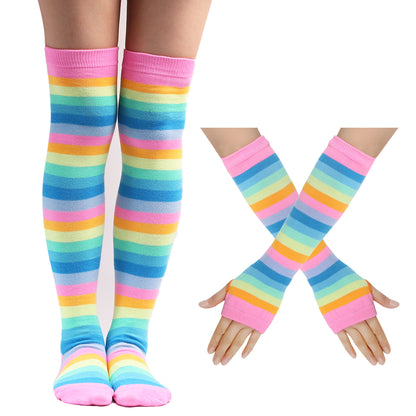 Rainbow stockings and gloves set