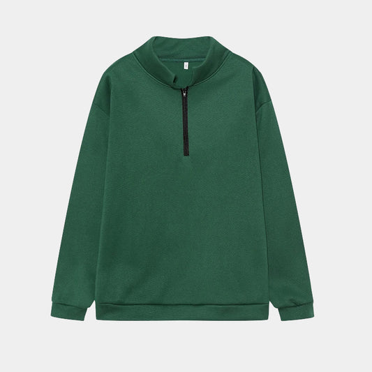 Long-sleeved half-zip pullover hoodie lady